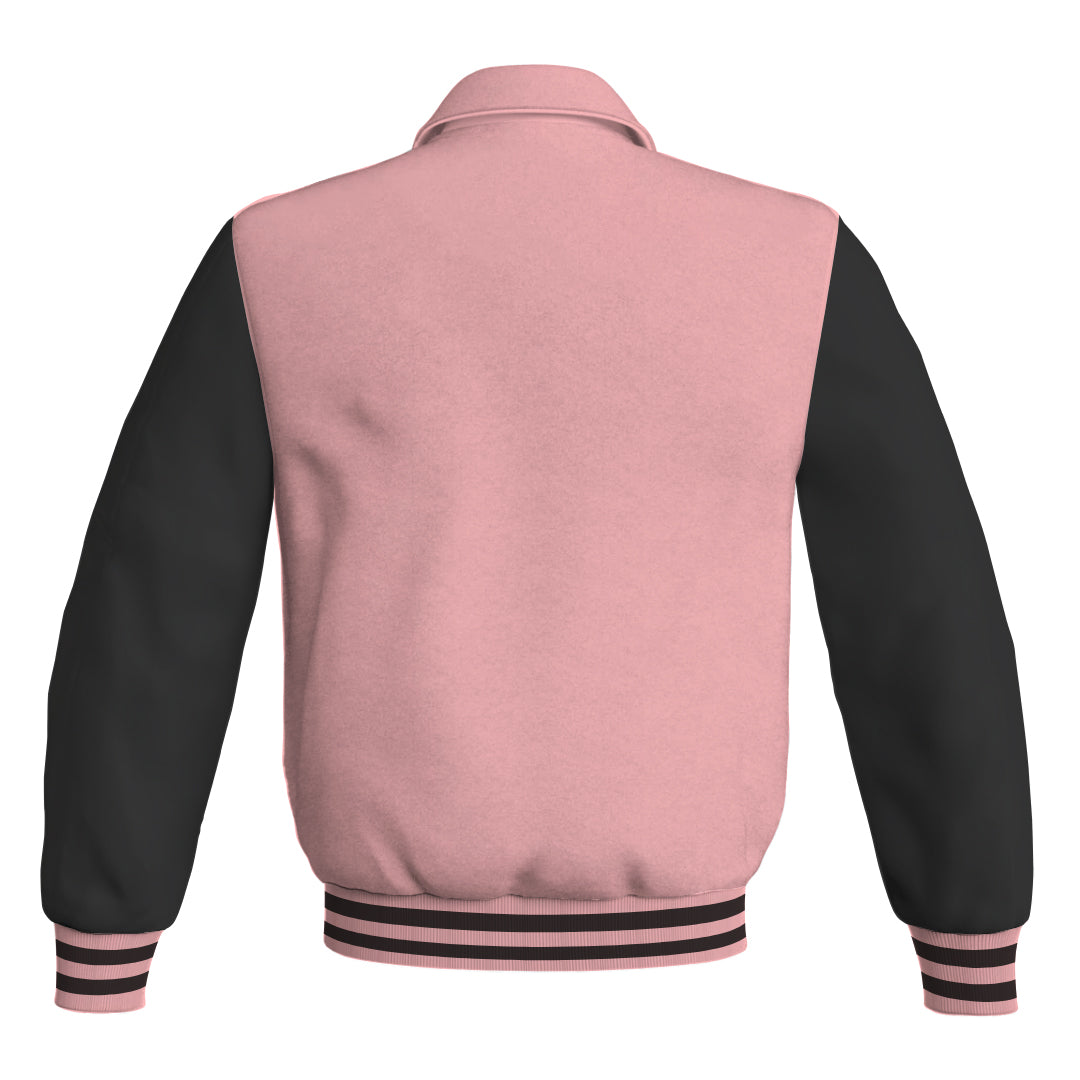 Letterman Varsity Classic Jacket Pink Body and Black Leather 