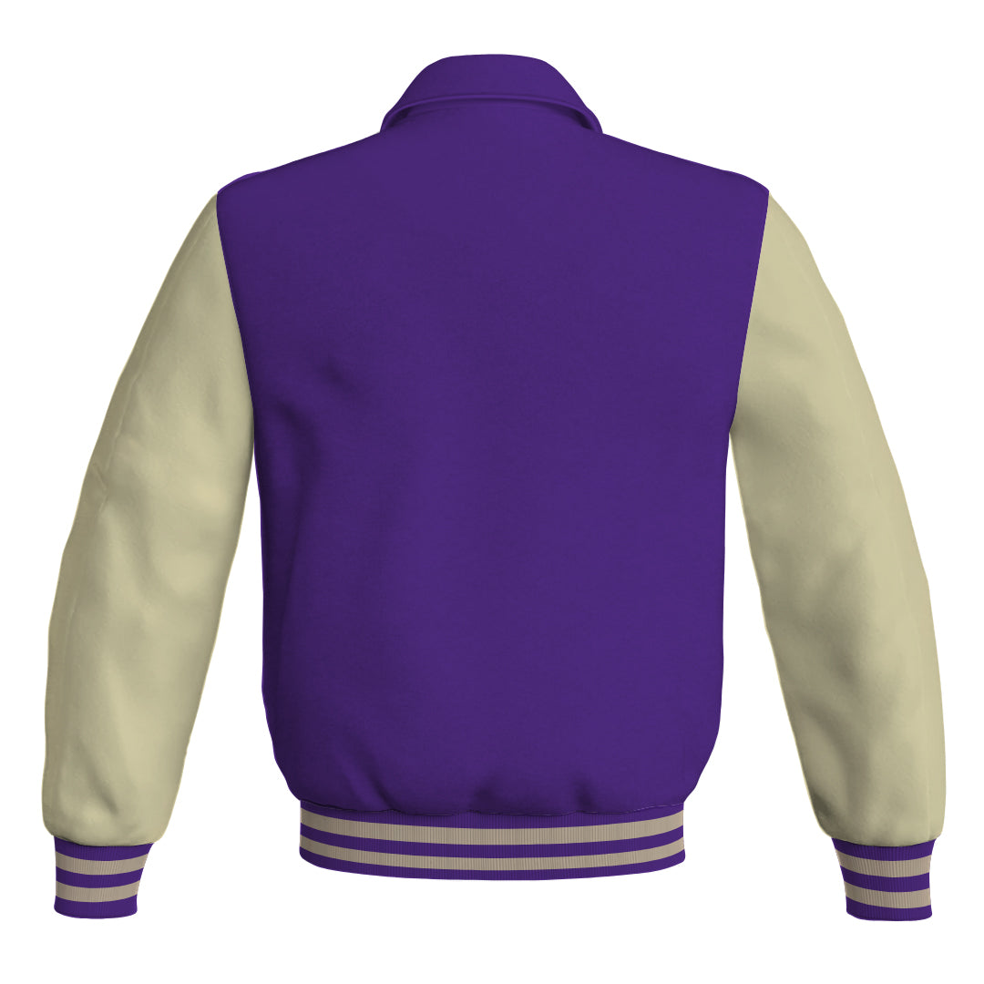 Letterman Varsity Classic Jacket Purple Body and Cream Leather 