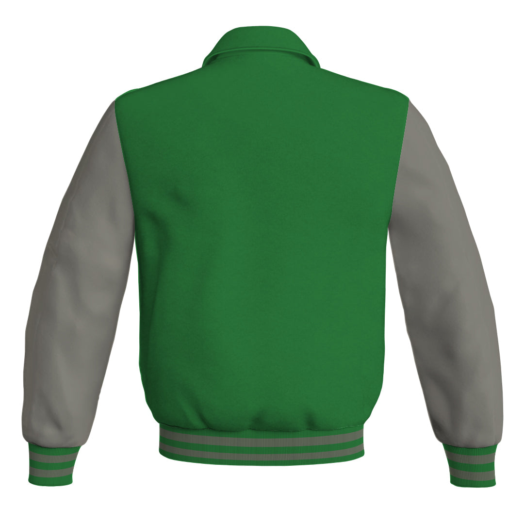 Letterman Varsity Classic Jacket Green Body and Gray Leather 