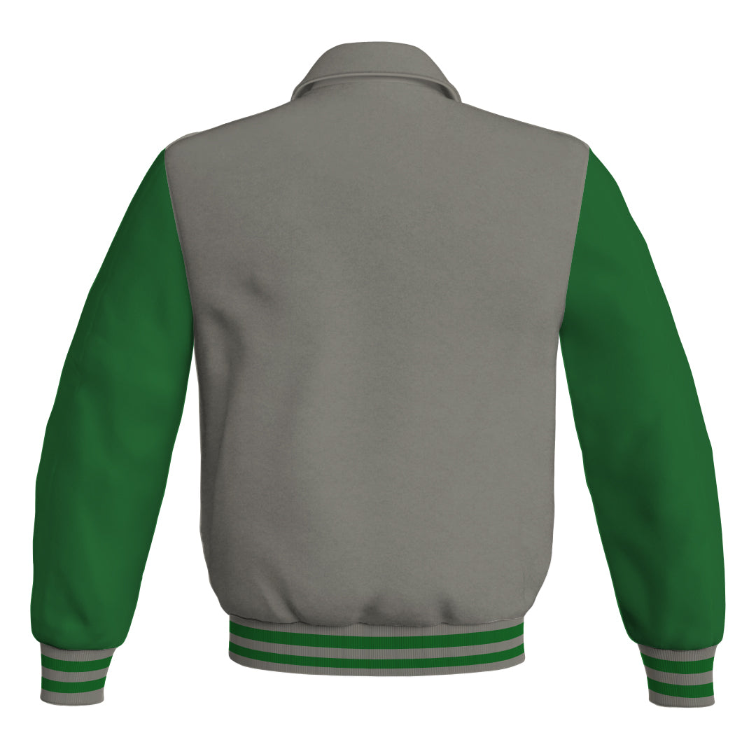 Letterman Varsity Classic Jacket Gray Body and Green Leather