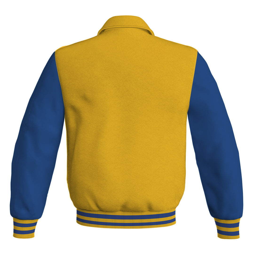 Letterman Varsity Classic Jacket Yellow/Gold Body and Blue Leather 