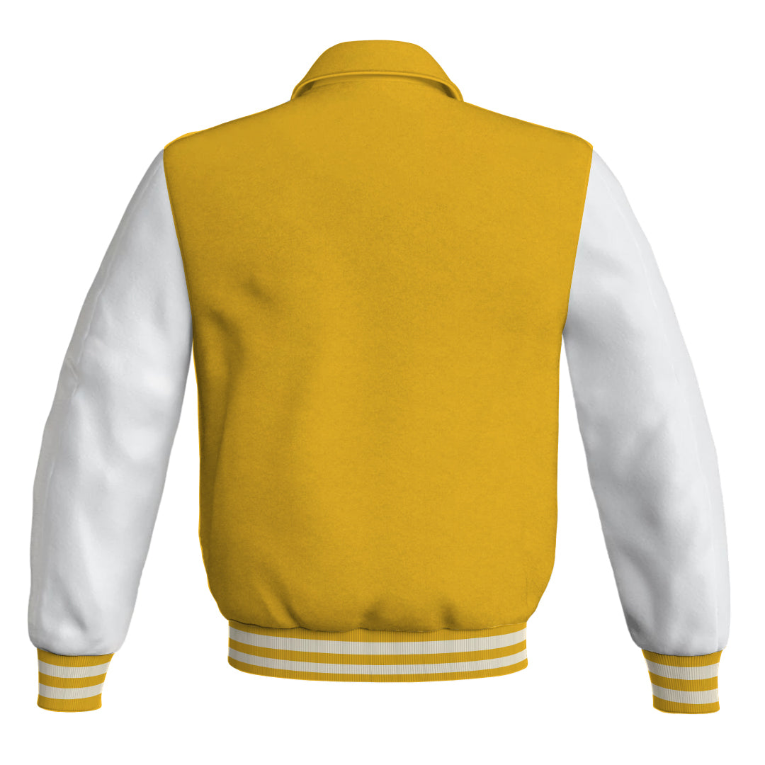 Letterman Varsity Classic Jacket Yellow/Gold Body and White Leather 