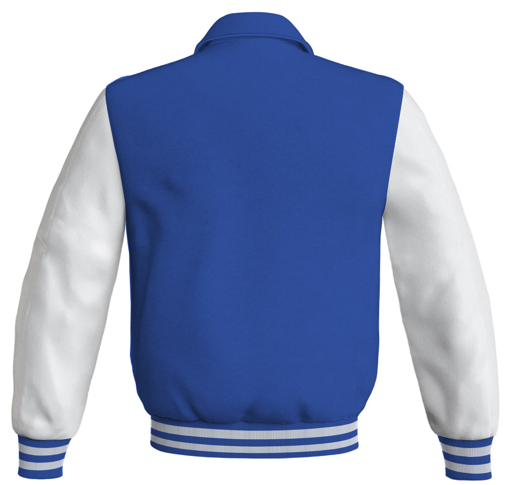 Letterman Varsity Classic Jacket Royal Blue Body and White Leather 