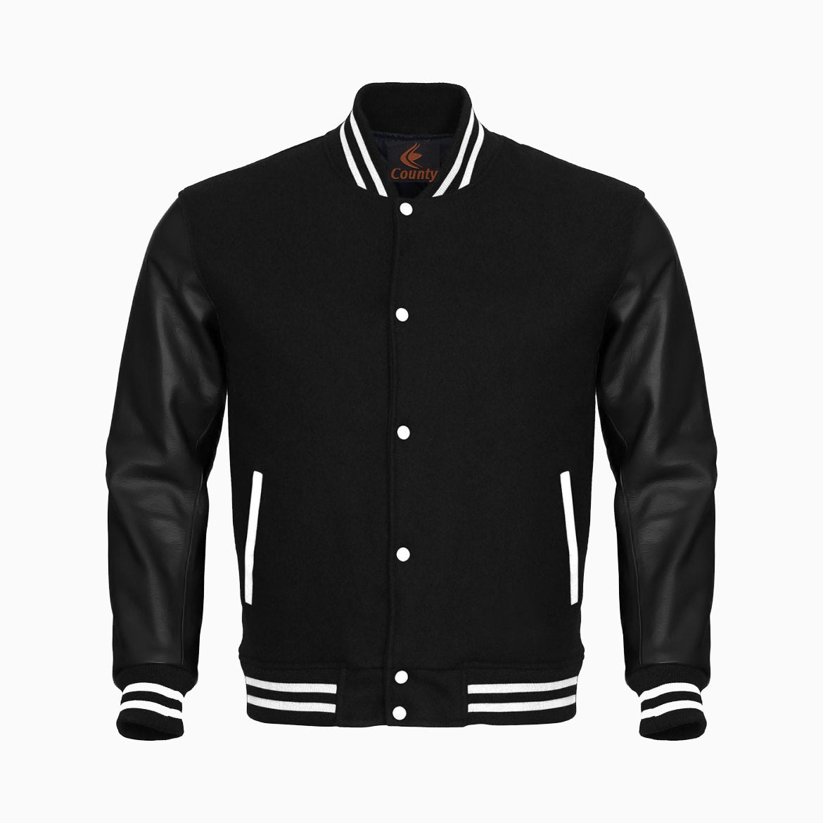 Letterman Jacket with Black Body and Black Leather Sleeves